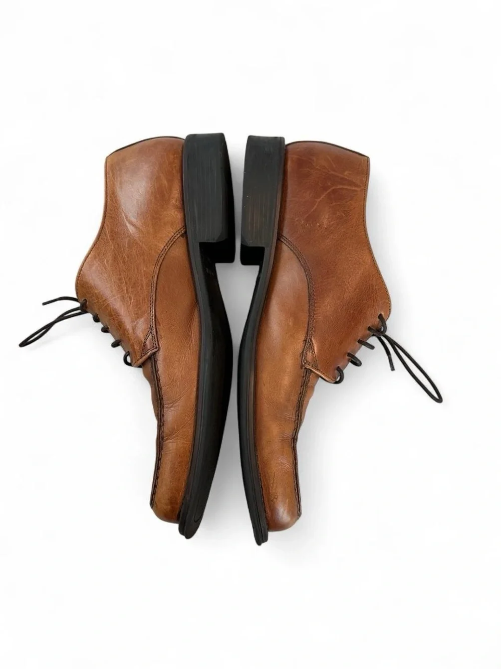 Men's 9.5 Brown Leather Lace Up Casual Dress Shoes